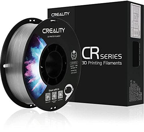 Offizielles PETG Filament 1.75mm, Creality PETG 3D Drucker Filament 1kg Spule, Tangle-Free 3D Druck Materialien, Maßgenauigkeit +/- 0.03 mm, Passend für die Meisten 3D FDM Drucker (Transparent)