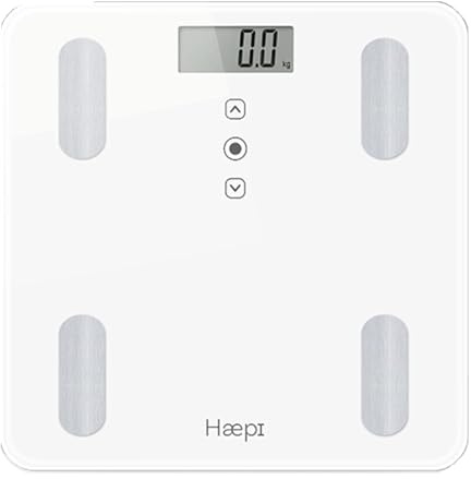 Haepi Pèse Personnes Impédancemètre En Verre Analyse Corporelle, Masse Mus IMC Et Kcal- Design Et précis Piles Incluses Garantie 15 Ans