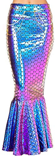 Loalirando Jupe Queue Sirène Longue Taille Elastique Slim, Jupe de Sirène pour Plage Vacances, Costume Déguisement Sirène, Multicolore A, M JUPESIRENE-A