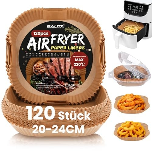 120 Piezas Papel Cuadrado Para Freidora de Aire 5-7L, 20-24CM, Papel Desechable Antiadherente para Horno Microondas, Perfecto para COSORI Cecotec 5,5 6L