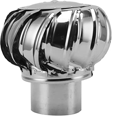 Roof Turbines Ventilator Round Roof Wind Turbinse Automatic Silent Stainless Steel Pipefit Roof Ventilating Fan Air Vent Attic Ventilator Rotating Chimney Exhaust Cap Flue Vent