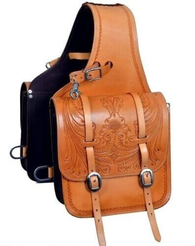 WILD RACE Western-Satteltasche aus Pferdeleder, strapazierfähig, für traditionelle Trail-Fahrten | Satteltasche | Pferdesatteltasche | Western-Satteltasche | Ledersatteltaschen für Pferde (STYLE-16)
