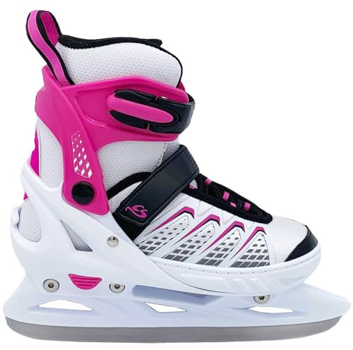 Cox Swain größenverstellbare Kinder Schlittschuhe COXY Ice für Mädchen und Jungen - Ohne Werkzeug verstellbar! White/Pink Gr. XS (29-32)