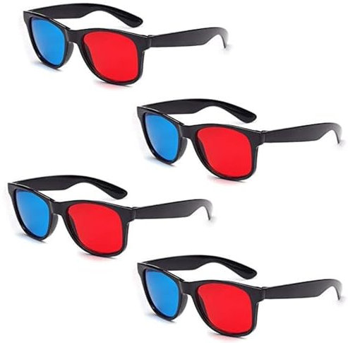 4 occhiali 3D universali rossi e blu per TV cinematografici, 3D, occhiali 3D, per videogiochi, per film 3D, occhiali per visione 3D, design semplice e leggero