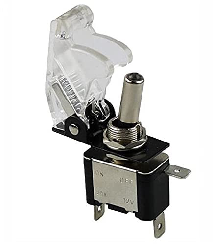 IPUDIS Auto Auto Boot LKW Beleuchteter LED-Kippschalter mit hochklappbarer Sicherheitsabdeckung for Flugzeuge Weiß 12V20A Transparent