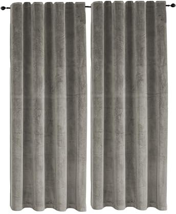 TiborTex Samt Vorhänge 2er Set Kräuselband Verdunkelung Taupe 140x145 cm Samt weich Blickdicht Gardine abdunkelnd Universalband Schlafzimmer Wohnzimmer