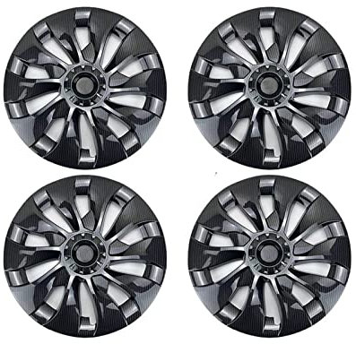 4 Stück Auto-Ersatzradkappe Radkappe Vollrandabdeckung Zubehör Leistung kompatibel for Tesla Model 3 18-Zoll-Radkappe 2018–2023 2022(Bright Carbon)