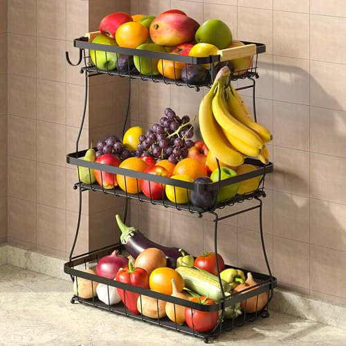 Sevenblue Fruit Basket (3 Tier Black)