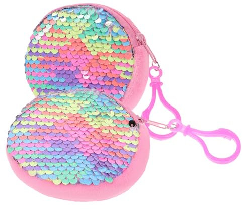 CALLARON 2pièces Pochette à Zipper Femme Portefeuille Ronde Sequins Pastel Brillant avec Capacité pour Cartes Et Monnaie