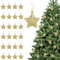 Weihnachtsbaum Sterne, 24pcs Hängend, Weihnachtsdeko, Weihnachtsbaumschmuck - Geeignet zum Aufhängen an Bäumen, Kaminen, Fenstern, Tischdekorationen (Gold)