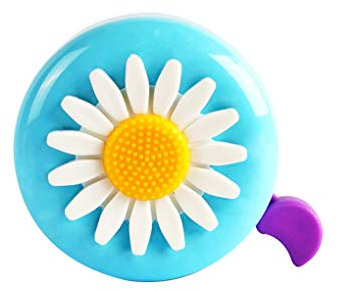 Campanello per bicicletta allarmante a forma di fiore decorativo per manubrio della bicicletta, blu e viola