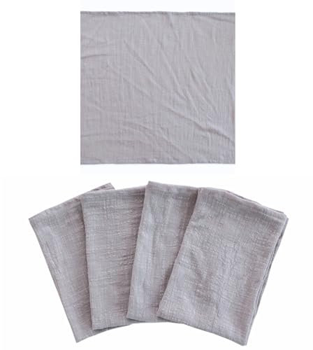 CosyAurora Weiche Baumwollstoff-Servietten im Quadrat, Waschbare Stoffservietten, Set mit 4, Größe 45x45cm, Tischdekoration für Abendessen, Hochzeit und Party (Hellgrau)
