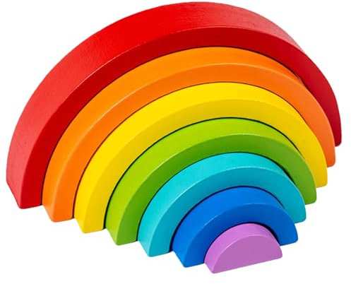 KOAHDE Holz Montessori Regenbogen,Regenbogen Holz,Holzregenbogen Stapel,Holz Regenbogen Baby Pastell,Regenbogen Holz Spielzeug Bausteine,Regenbogen Spielzeug,Regenbogen Holzspielzeug,Regenbogen