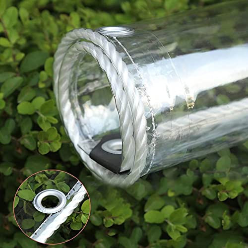 Transparente PVC-Pflanzenabdeckplane, wasserdichte Kunststoffplane mit Ösen für Blumenpflanzenschutz, regenfest, 350 g/m², 5 x 10 m