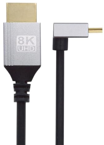 xiwai Câble HDTV ultra fin coudé à 90 degrés vers le haut Mini HDMI 2.1 Type-A vers Type-C 8K 4K Hyper Super Flexible Slim Cordon pour appareil photo HDTV 0,5 m