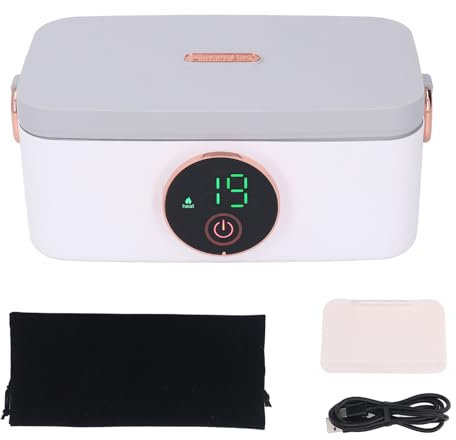 Asixxsix Elektrische Lunchbox, 1L 60W Edelstahl beheizte Lunchbox für Kinder und Erwachsene, 16000mAh Wiederaufladbare tragbare selbstheizende Lunchbox für Zuhause Büro Auto LKW Schule