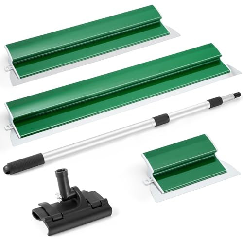 Ricyea Flächenspachtel Set, 3-tlg. Spachtel Werkzeug und 0.7 m bis 1.57 m Teleskopstange mit Adapter, Glättungsspatel-Kit für professionelle Anwendungen (250mm, 600mm, 800mm)