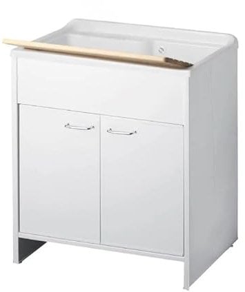 Mobile lavatoio con doppia anta in pvc colore bianco 80x50X85H cm - Artemio