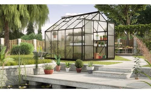 Vitavia Gewächshaus Uranus 8300, schwarz, 8,3 m², 4 mm HKP | Wetterfestes & stabiles Treibhaus | Perfekt für Gemüse & Pflanzen | Robust & langlebig