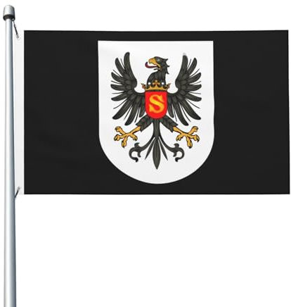 Wappenflaggen des Herzogtums Preußen oder Ostpreußen für den Außenbereich, 3 x 5 Fuß, doppelseitige, strapazierfähige Polyesterflagge für Haus, Hof, Festival, Gartendekoration im Freien, Willkommensfl