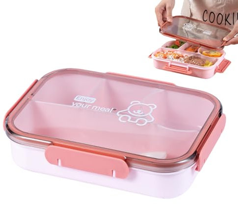Pasdrucn Lunch Box, Bento, Bento Lunch Box Enfant Adulte Boîte 1050ml, Bol Maju Compartiment, Lunch Box Enfant (Red)