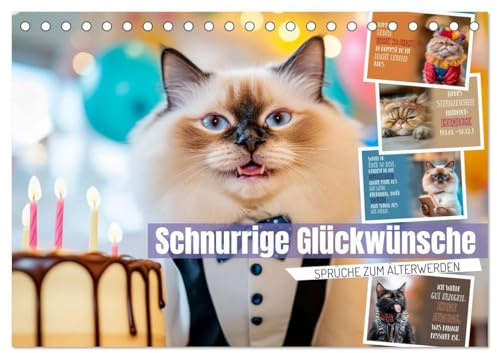 Schnurrige Glückwünsche - Sprüche zum Älterwerden (Tischkalender 2026 DIN A5 quer), CALVENDO Monatskalender: Lächle, solange du noch Zähne hast (CALVENDO Spass)