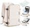 SZLX Sac à Dos de Voyage Sous Vide Avec Pompe à Vide, Sac à Dos Airbag Bagage à Main Femme, Ryanair Travel Ruscksack Taille de Cabine avec Pompe étanche Valise à Vide pour Hommes Beige Marron