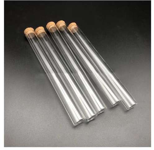 ZBORAVPIX Glasflaschen Gläser Reagenzglas， Laborglasröhrchen mit Korken, Flacher Boden, Borosilikatglas, mehrere Größen, Packung mit 16 Optionen(30x200mm 5pcs)