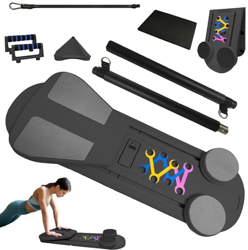 Pilates Board Upgraded Pilates Reformer Machine, Pilates Board Pilates Reformer Set Ab Roller Trainingsgerät Full Body Workout Equipment for Homegym (E)
