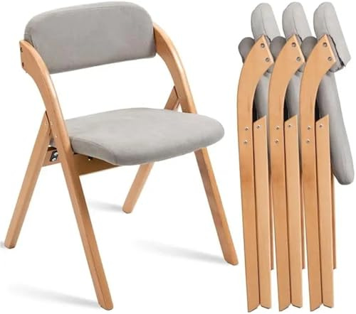 SHENJMAI Holzklappstuhl Klappstühle mit Kissen, gepolstert, klappbar, Chiars, 4 Stück, klappbare Esszimmerstühle aus Holz abnehmbarem Bezug, Faltbarer zusätzlicher Stuhl