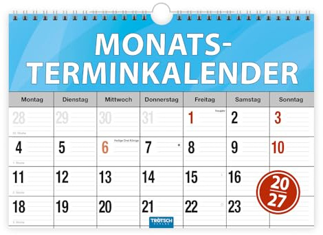 Trötsch Monatsterminer Monatsterminkalender 2027 mit Wire-O-Bindung