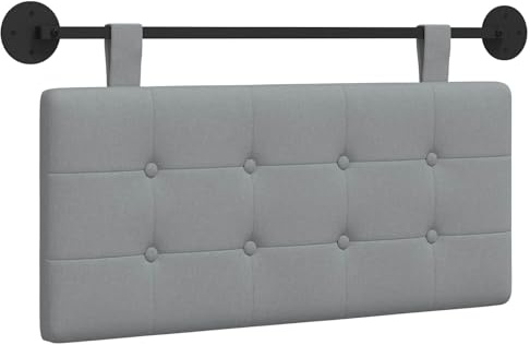 vidaXL Hängendes Kopfteil Hellgrau Stoff, Stylisches hängendes Kopfteil für Schlafzimmer, modern und platzsparend, gepolstert und wandmontiert