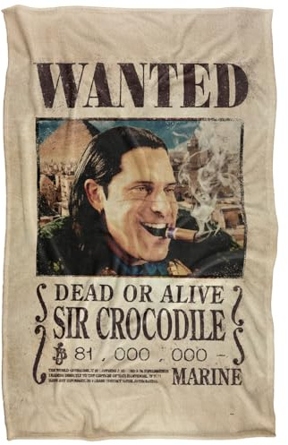One Piece Sir Crocodile Wanted Poster Superweiche Kuscheldecke mit seidigem Griff – 91 X 147 cm