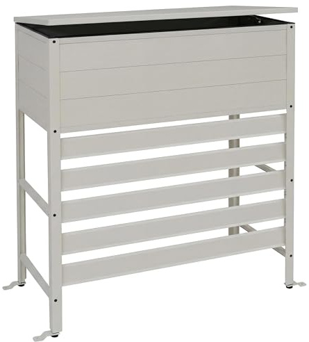 PROREGAL Aluminium Verkleidung für Klimaanlage/Wärmetauscher | HxBxT 110x96x43cm | Abdeckung Aufbewahrungsbox | Grau-Weiß