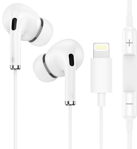 In-Ear Headphones for iPhone 14 Pro Max/14 Pro/14 Plus/14/13/12/11/SE/X/XS/XR/8, iPhone Wired Earphones Earbuds with Microphone and Volume Control HiFi Audio Stereo Lightning Headphones Wired Headsets