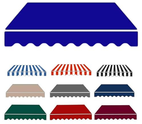 Awning Retractable Canopy, Resistant Polyester Awning Canopy, Protection, 2pc(Blau,22.9x4.9ft/7x1.5m)