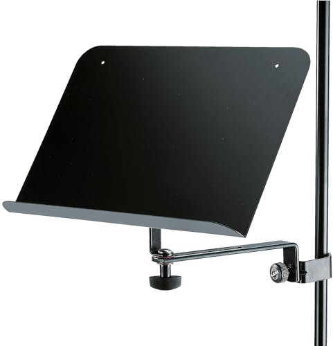 K&M 115/2 Noten- und Konzepthalter Schwarz - 30 cm x 21 cm - neigbare und verstellbare Notenablage - bis Rohr-Ø 3 cm