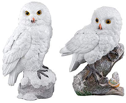 Unbekannt Bollweg Formano Deko Eule sort. 1 von 2 Weiss handgefertigte antikfarben Kunststein-Figur mit geeister, reliefierter Oberfläche