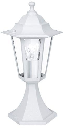EGLO Außen-Sockellampe Laterna 5, 1 flammige Außenleuchte, Sockelleuchte aus Aluguss und Glas, Farbe: Weiß, Fassung: E27, IP44