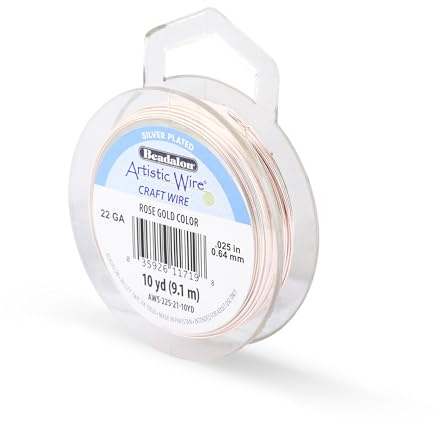 Artistic Wire, 22 Gauge Silver Plated Tarnish Resistant Colored Copper Craft Wire, Rose Gold Color, 10 yd