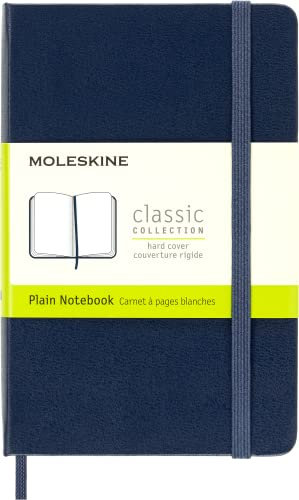 Moleskine - Klassisches Blanko Notizbuch - Hardcover mit Elastischem Verschlussband - Farbe Saphirblau - Größe Pocket 9 x 14 cm - 208 Seiten