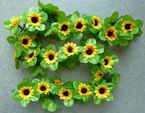 CBK-MS® Blumengirlande Sonnenblumen gelb ~ ca. 120 cm ~ zum verschönern Ihres Fahrrades oder Ihrer Wohnung