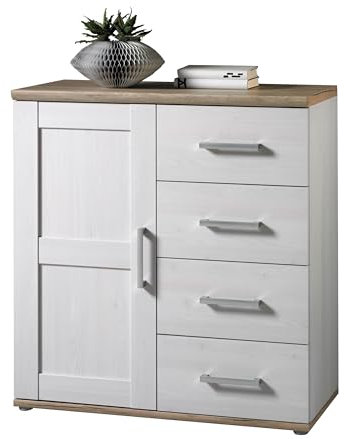 ROMANCE Kommode in Sibiu Lärche / Eiche San Remo Optik - Landhausstil Schrank mit viel Stauraum für Ihren Wohnbereich - 93 x 100 x 45 cm (B/H/T)