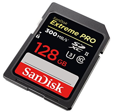 Carte mémoire SDHC SanDisk Extreme Pro 128Go de jusqu'à 300Mo/s, UHS-II, Classe 10, U3 (SDSDXPK-128G-GN4IN)