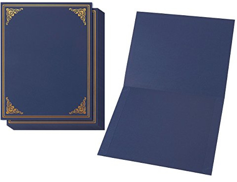 12er Set Hochwertige Urkundenmappen von Best Paper Greetings - DIN-A4 Blau/Gold - Ideal für Zertifikate, Dokumente, Zeugnisse, Auszeichnungen