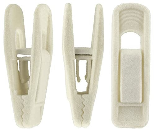 Corodo 20 Stück Samt Kleiderbügel Clips Set, Kleidung Pins Starker Fingergriff Flocked, Kleiderbügel Klammern Beige, perfekt für die Verwendung mit schmalen Samt-Kleiderbügeln - Beige