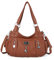 Angel Kiss - Bolsos grandes con asas para mujer, de piel sintética lavada, bolso de hombro, hobo, cruzado, Marrón, Large