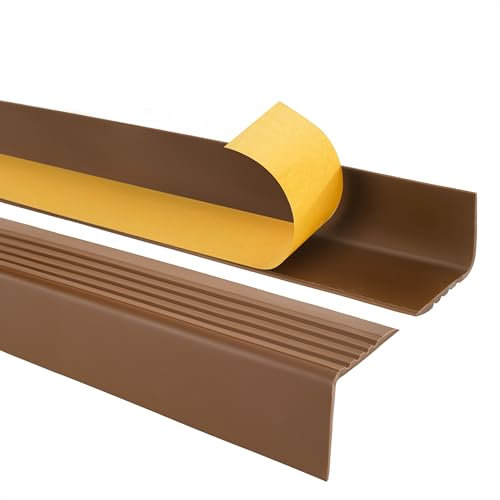 Quest Treppenkantenprofil Selbstklebend PVC Kunststoff Treppen-Kantenschutz 50x42mm, braun, 130cm