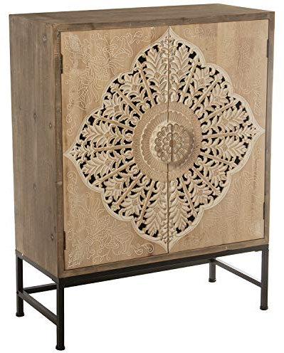 DRW Schrank aus MDF und Fichte mit 2 Türen Mandala mit Metallbeinen 85 x 38 x 110 cm, Holz, 85x38x110cm