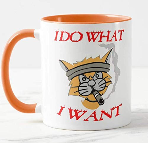 Vixar I Do What, I Want cat, unny Coffee Cat Mug, Christmas, Xmas, Birthday Gifts, Rude Sarcastic Mugs Memes Cup